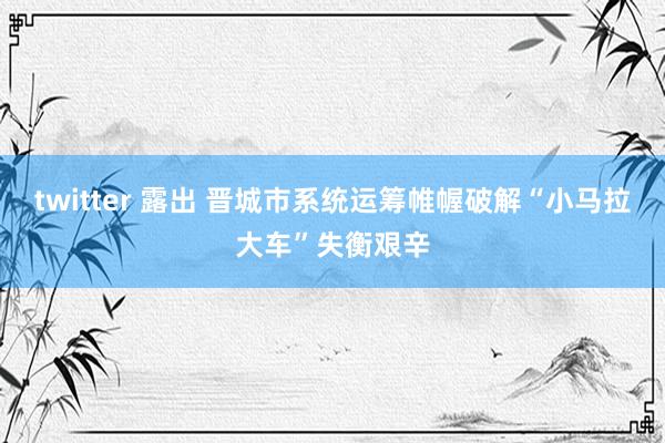 twitter 露出 晋城市系统运筹帷幄破解“小马拉大车”失衡艰辛