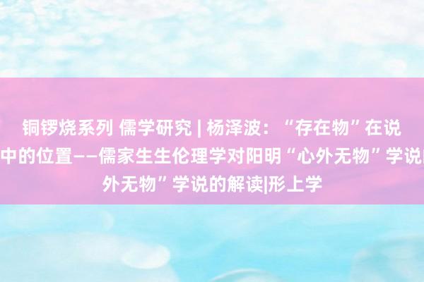 铜锣烧系列 儒学研究 | 杨泽波：“存在物”在说念德存有辅线中的位置——儒家生生伦理学对阳明“心外无物”学说的解读|形上学