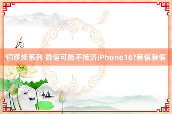 铜锣烧系列 微信可能不接济iPhone16?音信装假