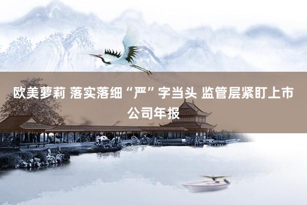 欧美萝莉 落实落细“严”字当头 监管层紧盯上市公司年报