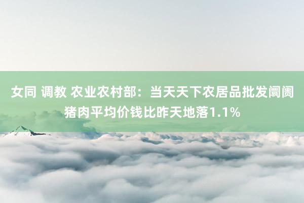 女同 调教 农业农村部：当天天下农居品批发阛阓猪肉平均价钱比昨天地落1.1%